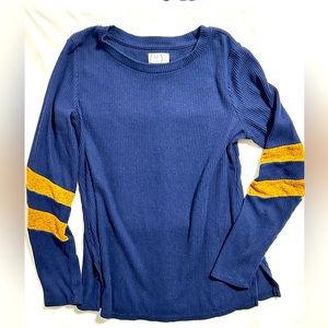 24/7 Solid Varsity Stripe Sleeve Rib Tee Size M